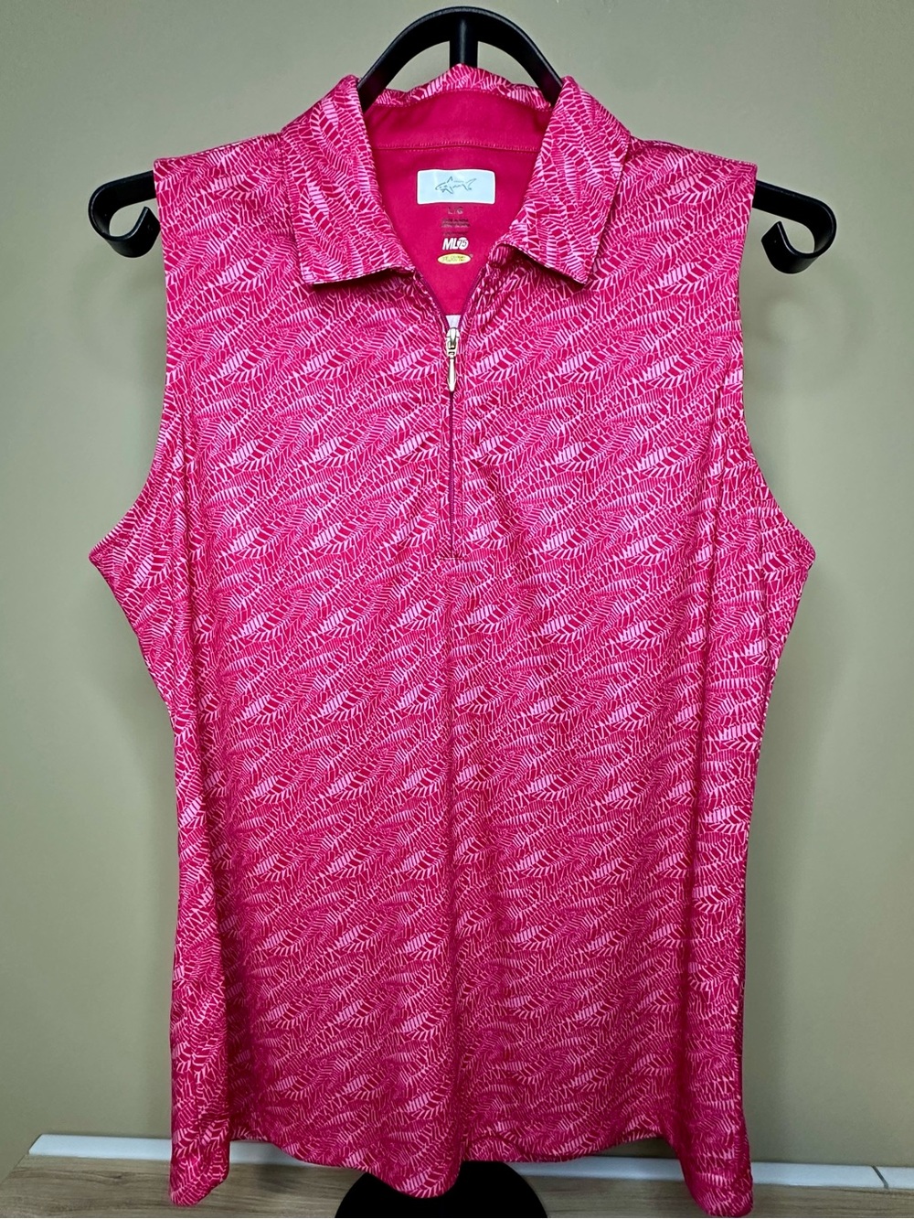 Greg Norman ML75 Pink Print Sleeveless Golf Polo Women’s L
